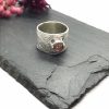Pink Tourmaline Ring, Wide Band Textured Sterling Silver - Image 2
