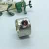 Pink Tourmaline Ring, Wide Band Textured Sterling Silver - Image 3