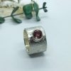 Pink Tourmaline Ring, Wide Band Textured Sterling Silver - Image 7
