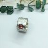 Pink Tourmaline Ring, Wide Band Textured Sterling Silver - Image 8