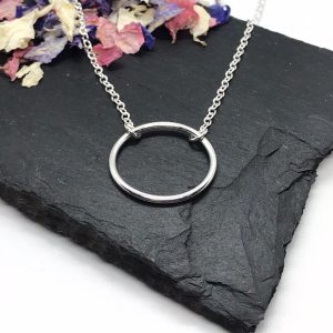 Open Circle Necklace,  Sterling Silver