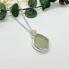 Pale Aqua Green Sea Glass Necklace, Sterling Silver with Seafoam Sea Glass
