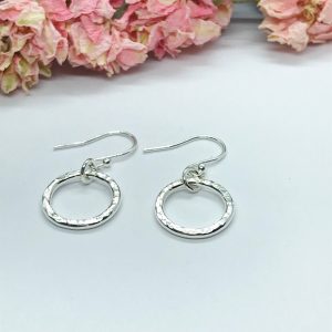 Open Circle Textured Drop Earrings