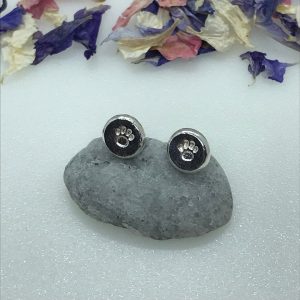 Paw Print Stud Earrings, Sterling Silver