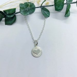 Heart Circle Necklace,  Sterling Silver Layering Necklace