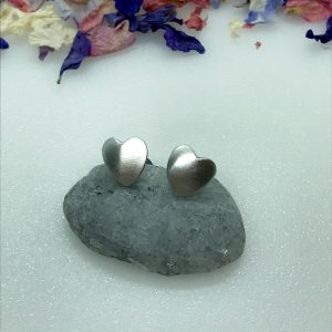 Heart Stud Earrings, Sterling Silver