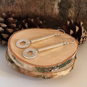 Circle Dangle Drop Earrings, Sterling Silver