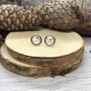 Flat Open Circle Stud Earrings