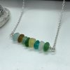 Sea Glass Necklace Multi-coloured, Sterling Silver Bar Necklace