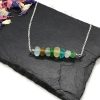 Sea Glass Necklace Multi-coloured, Sterling Silver Bar Necklace - Image 2
