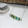 Sea Glass Necklace Multi-coloured, Sterling Silver Bar Necklace - Image 4