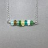 Sea Glass Necklace Multi-coloured, Sterling Silver Bar Necklace - Image 6