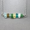 Sea Glass Necklace Multi-coloured, Sterling Silver Bar Necklace - Image 7