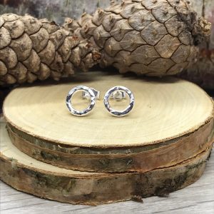 Textured Sterling Silver Circle Studs