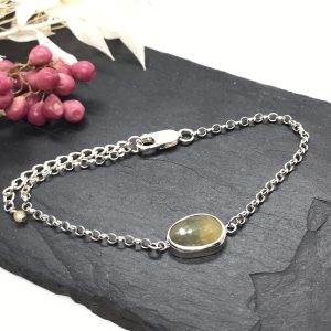 Golden Sapphire Bracelet, Sterling Silver with Adjustable Fastening