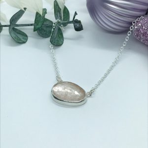 Pink Morganite Necklace , Sterling Silver with Natural Morganite
