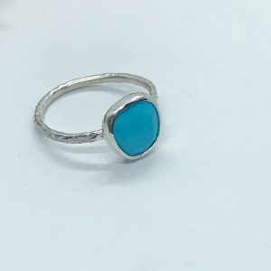 Turquoise Sterling Silver Ring, Narrow Band