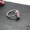 Pink Morganite Stacker Ring, Sterling Silver Narrow Band - Image 2