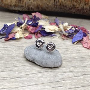 Heart Stud Earrings, Sterling Silver