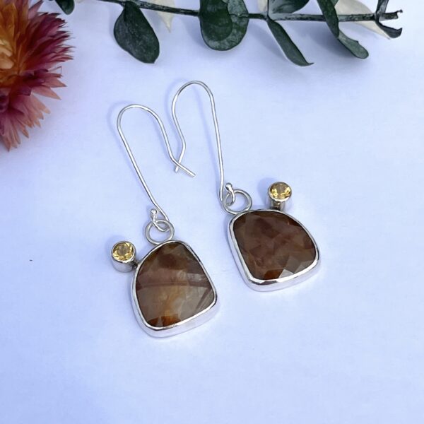 LorriSilver Jewellery, honey sapphires and citrine earrings