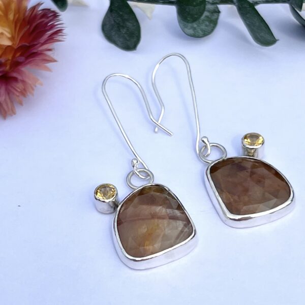 LorriSilver Jewellery, honey sapphires and citrine earrings