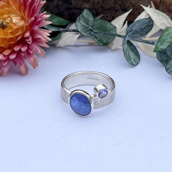 LorriSilver Jewellery, tanzanite ring with two tanzanites