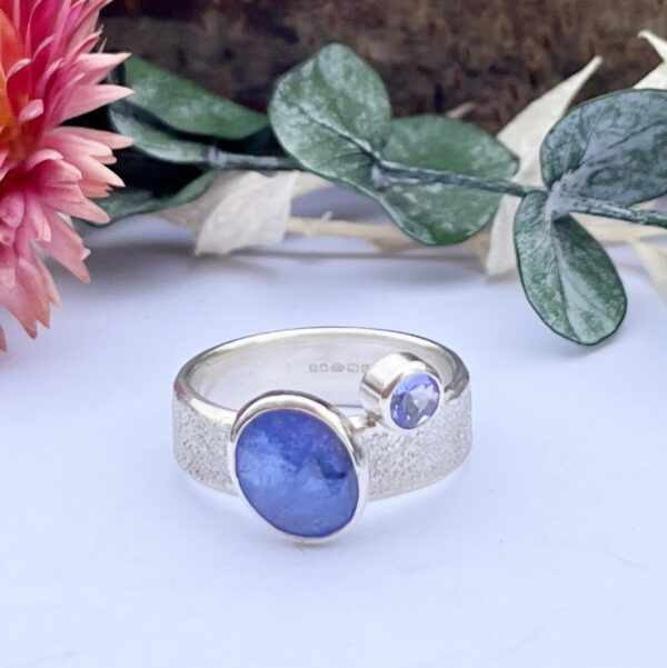 LorriSilver Jewellery, tanzanite ring with two tanzanites