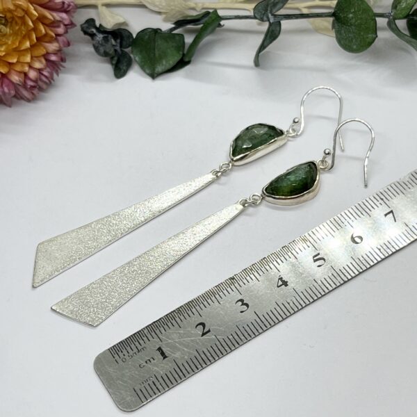 LorriSilver Jewellery, green tourmaline and triangle earrings