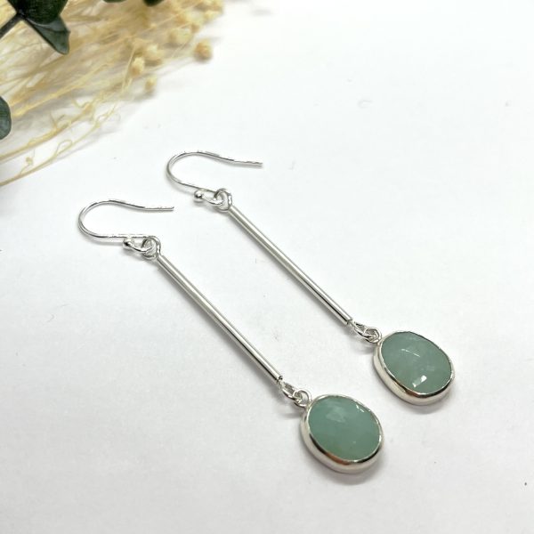 Amazonite drop earrings on white background