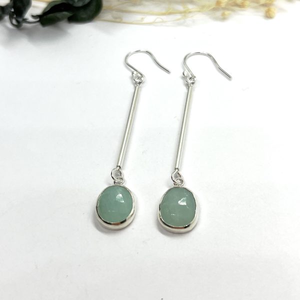 Amazonite drop earrings on white background