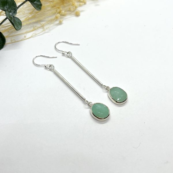 Amazonite drop earrings on white background