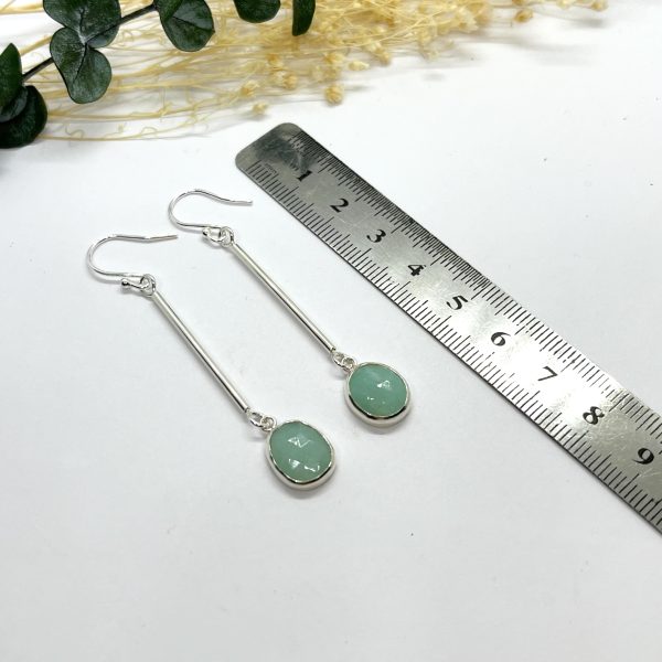 Amazonite drop earrings on white background