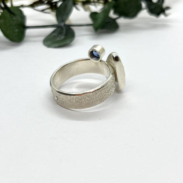 LorriSilverJewellery, double sapphire ring on white background