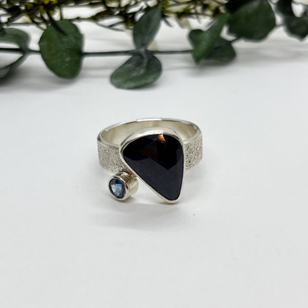 LorriSilverJewellery, double sapphire ring on white background