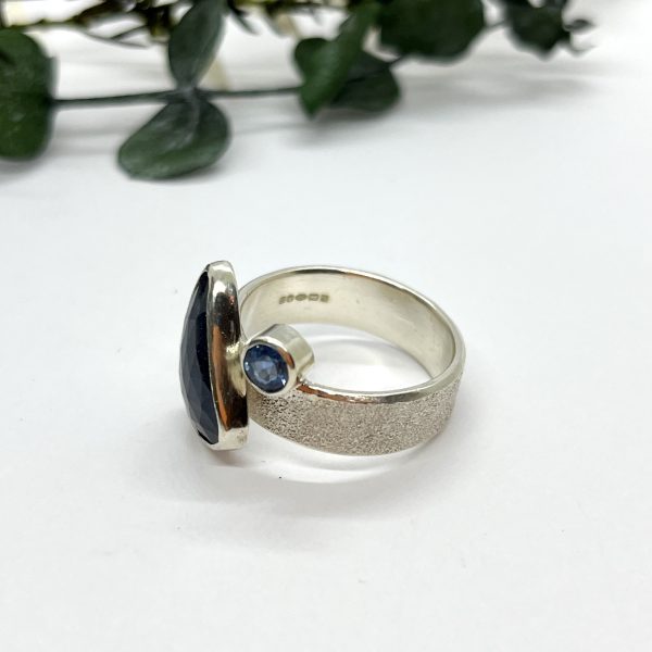 LorriSilverJewellery, double sapphire ring on white background