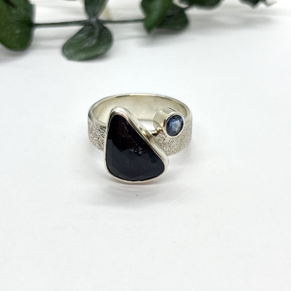 LorriSilverJewellery, double sapphire ring on white background