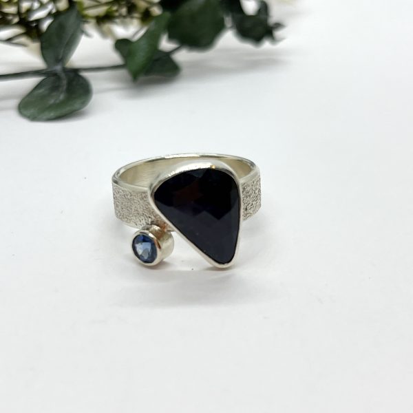 LorriSilverJewellery, double sapphire ring on white background