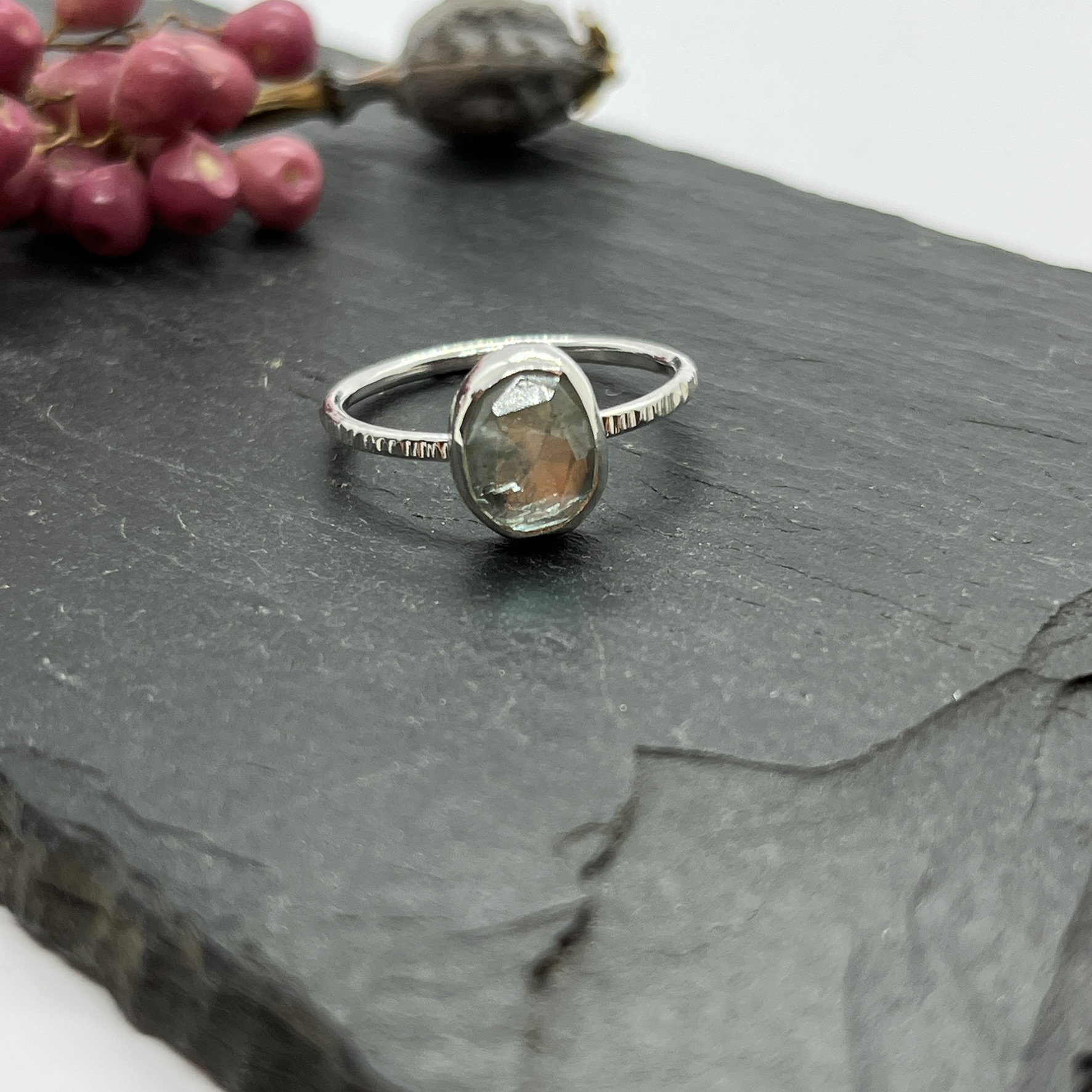 Band on sale aquamarine ring