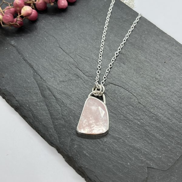 Lorrisilver jewellery morganite necklace on a slate tile