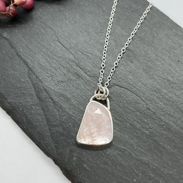 Lorrisilver jewellery morganite necklace on a slate tile