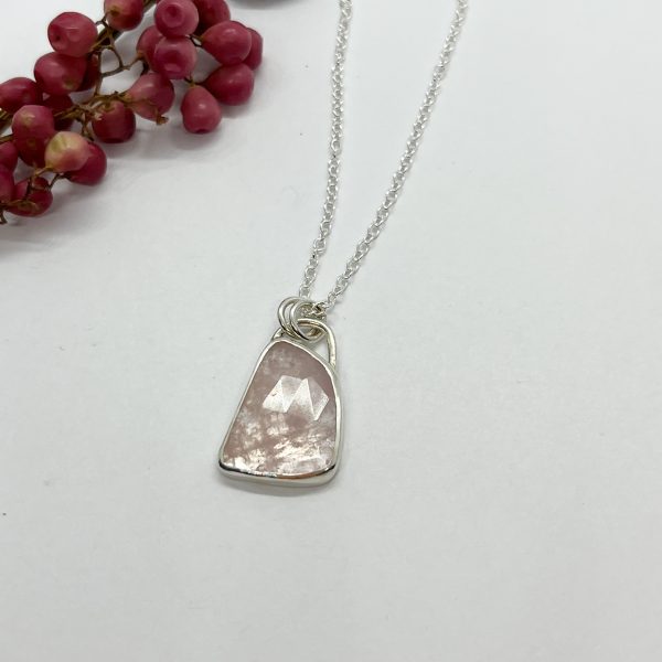 Lorrisilver jewellery morganite necklace on a white background