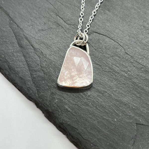 Lorrisilver jewellery morganite necklace on a slate tile