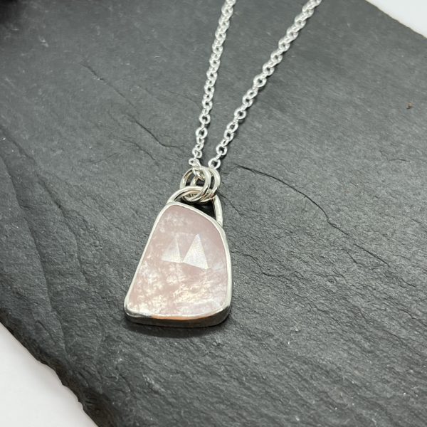 Lorrisilver jewellery morganite necklace on a slate tile