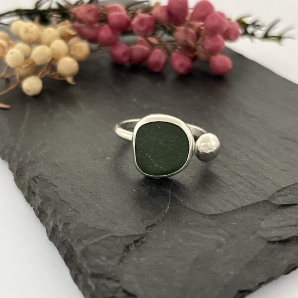 LorriSilverJewellery, green sea glass ring