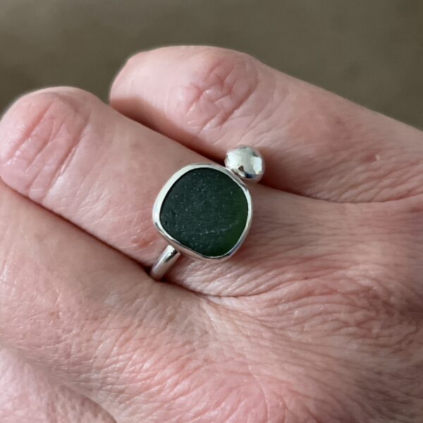 LorriSilverJewellery, green sea glass ring