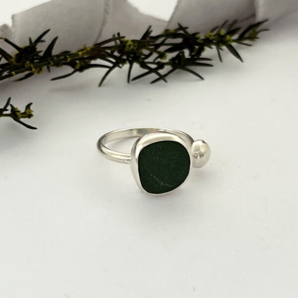 LorriSilverJewellery, green sea glass ring