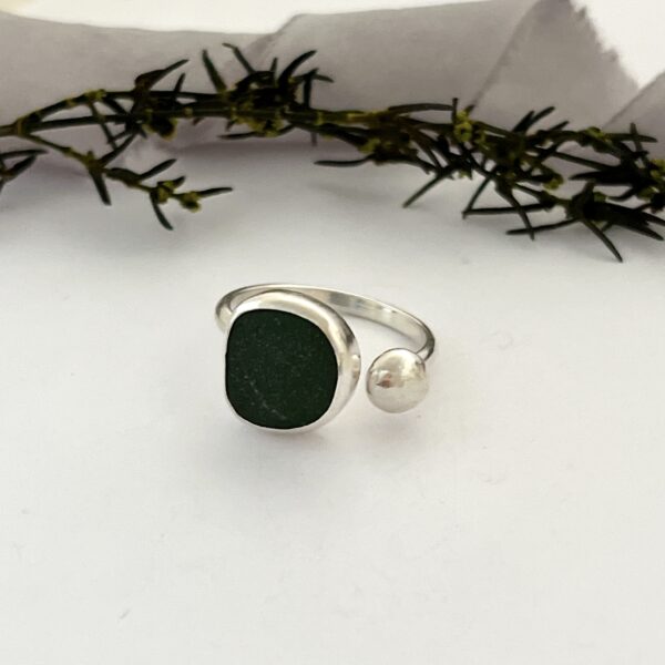 LorriSilverJewellery, green sea glass ring