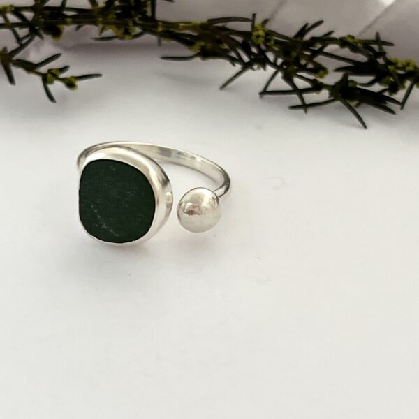 LorriSilverJewellery, green sea glass ring