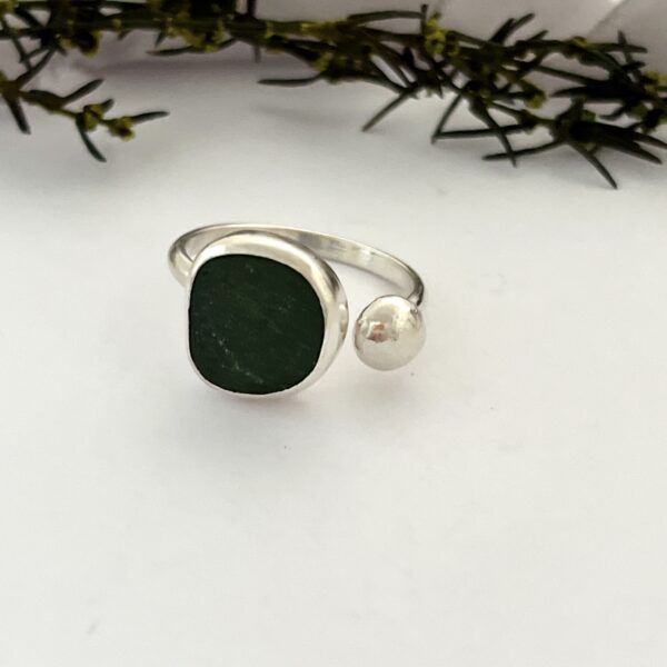 LorriSilverJewellery, green sea glass ring