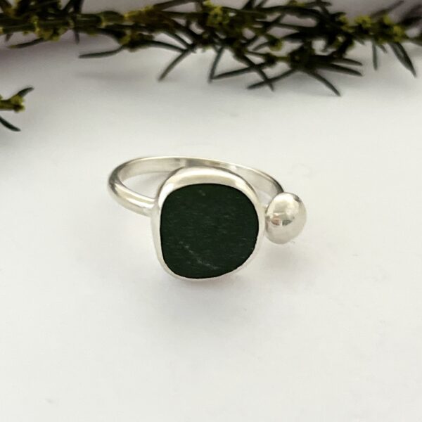 LorriSilverJewellery, green sea glass ring